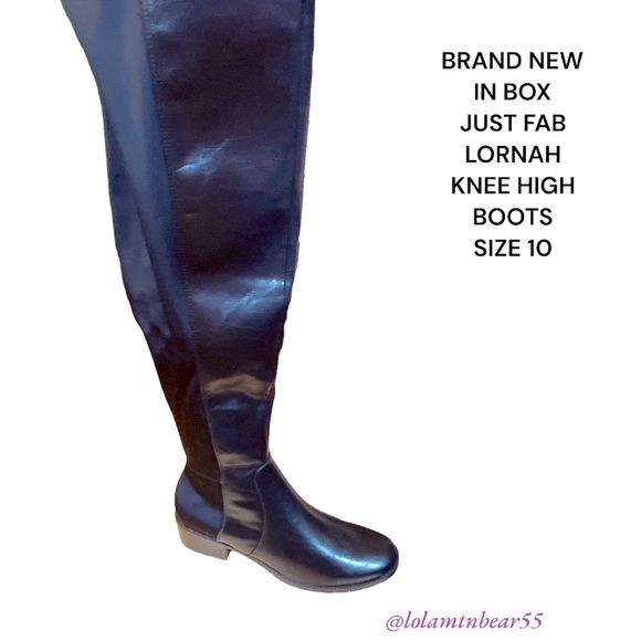 BRAND NEW JUST FAB KNEE HIGH BLK BOOTS-SOFT SILKY/STRETCH BACK & FLAT HEEL-SZ 10 - Picture 7 of 16